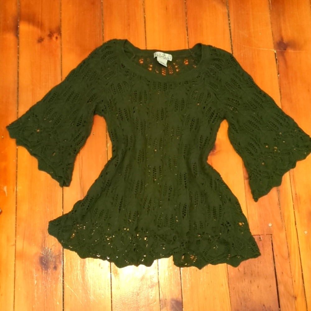 Vintage forest green knit sweater size L